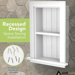 AdirHome 1-Shelf Recessed Wall Mount Shelf, 19