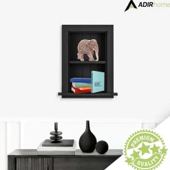 AdirHome 1-Shelf Wood Bathroom Recessed Wall Shelf, 19