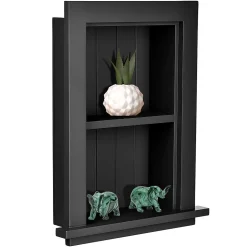 AdirHome 1-Shelf Wood Bathroom Recessed Wall Shelf, 19