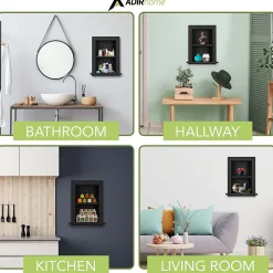 AdirHome 1-Shelf Wood Bathroom Recessed Wall Shelf, 19