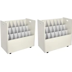 AdirOffice 21-Slot Mobile Roll File, 28.5"H x 30"W x 15.75"D, White, 2/Pack (625-WHI-2PK)