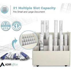 AdirOffice 21-Slot Mobile Roll File, 28.5