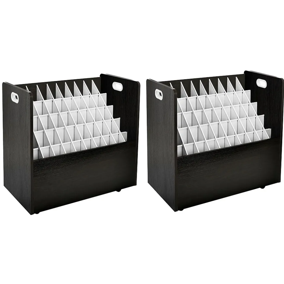 AdirOffice 50-Slot Mobile Roll File, 28.5"H x 30"W x 15.75"D, Black (626-BLK-2PK)