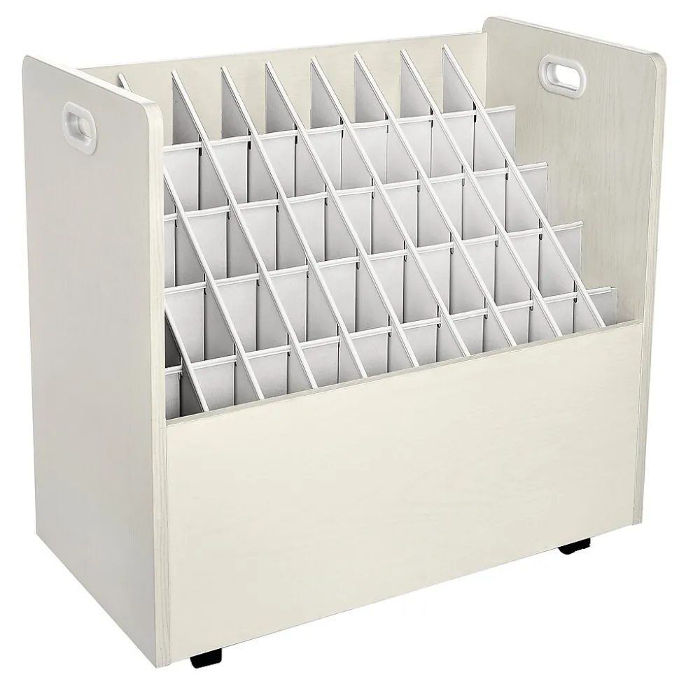 AdirOffice 50-Slot Mobile Roll File, Lockable, 28.5"H x 30"W x 15.75"D, White (626-WHI-KIT1)