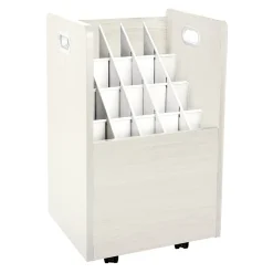 AdirOffice 20-Slot Mobile Roll File, Lockable, 24.75"H x 15.25"W x 13.25"D, White (624-WHI-KIT1)