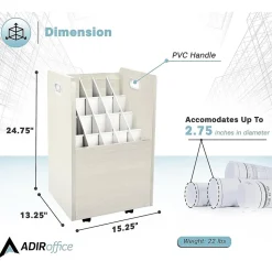 AdirOffice 20-Slot Mobile Roll File, Lockable, 24.75