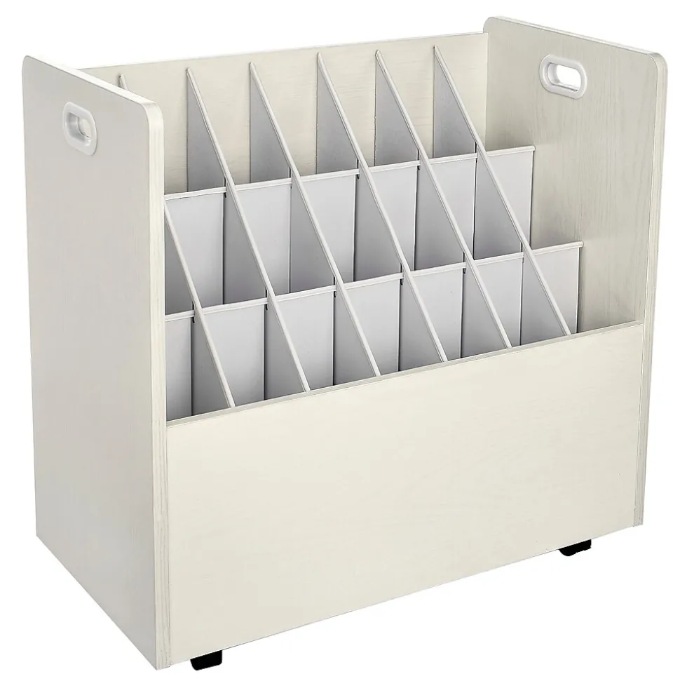 AdirOffice 21-Slot Mobile Roll File, Lockable, 28.5"H x 30"W x 15.75"D, White (625-WHI-KIT1)
