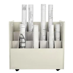 AdirOffice 21-Slot Mobile Roll File, Lockable, 28.5"H x 30"W x 15.75"D, White (625-WHI-KIT1)
