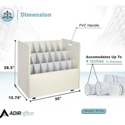AdirOffice 21-Slot Mobile Roll File, Lockable, 28.5