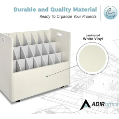 AdirOffice 21-Slot Mobile Roll File, Lockable, 28.5
