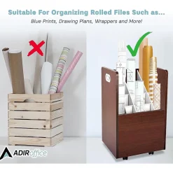 AdirOffice 20-Slot Mobile Roll File, Lockable, 24.75