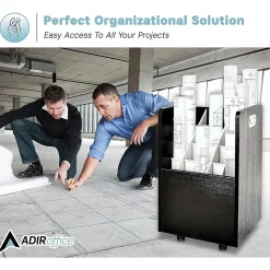 AdirOffice 20-Slot Mobile Roll File, Lockable, 24.75