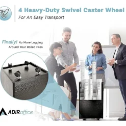 AdirOffice 20-Slot Mobile Roll File, Lockable, 24.75