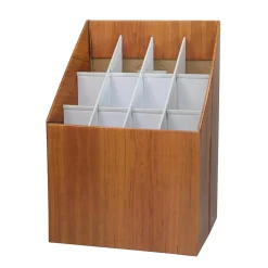 AdirOffice 12-Slot Roll File Box, Walnut, 22"H x 15"W x 12"D, Walnut, 2/Pack (627-2PK)
