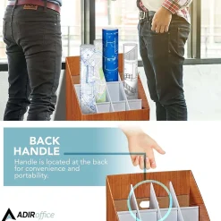 AdirOffice 12-Slot Roll File Box, Walnut, 22