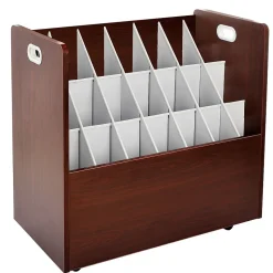 AdirOffice 21-Slot Roll File, Lockable, 28.5"H x 30"W x 15.75"D, Mahogany (625-MA-KIT1)