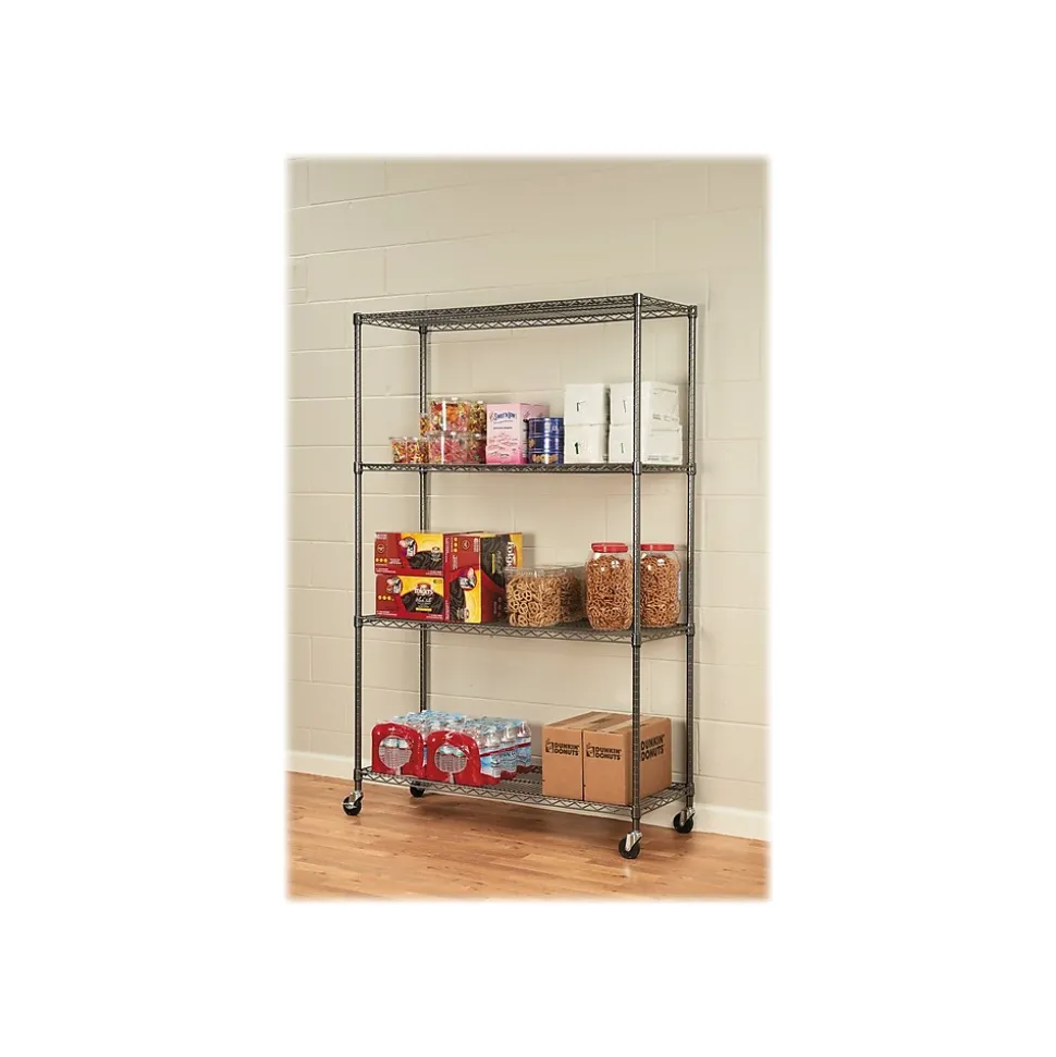 Alera Complete 4-Shelf Metal Unit, 48"W, Anthracite Black (ALESW604818BA)