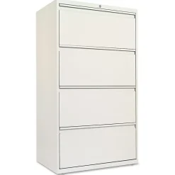 Alera 4-Drawer Mobile Lateral File Cabinet, Letter/Legal Size, Lockable, 53.25"H x 30"W x 19.25"D, Light Gray (ALELF3054LG)