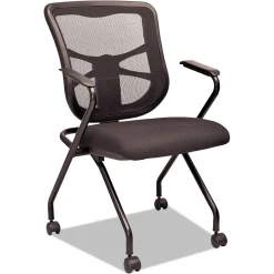 Alera Elusion Series Fixed Arm Fabric Nesting Chair, Black, 2/Carton (ALEEL4914)