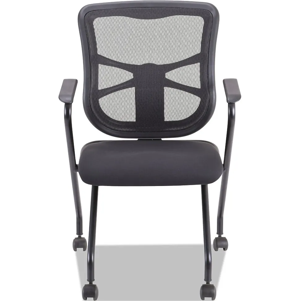 Alera Elusion Series Fixed Arm Fabric Nesting Chair, Black, 2/Carton (ALEEL4914)