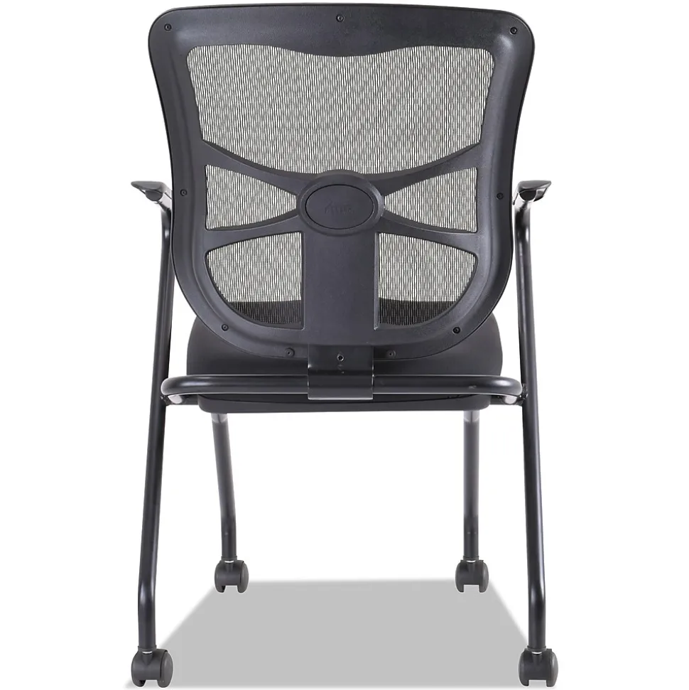 Alera Elusion Series Fixed Arm Fabric Nesting Chair, Black, 2/Carton (ALEEL4914)