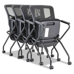 Alera Elusion Series Fixed Arm Fabric Nesting Chair, Black, 2/Carton (ALEEL4914)