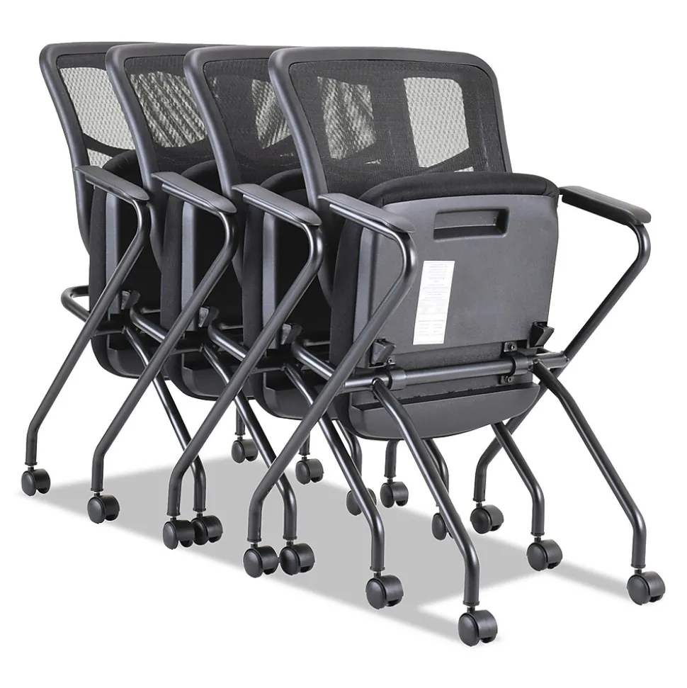 Alera Elusion Series Fixed Arm Fabric Nesting Chair, Black, 2/Carton (ALEEL4914)