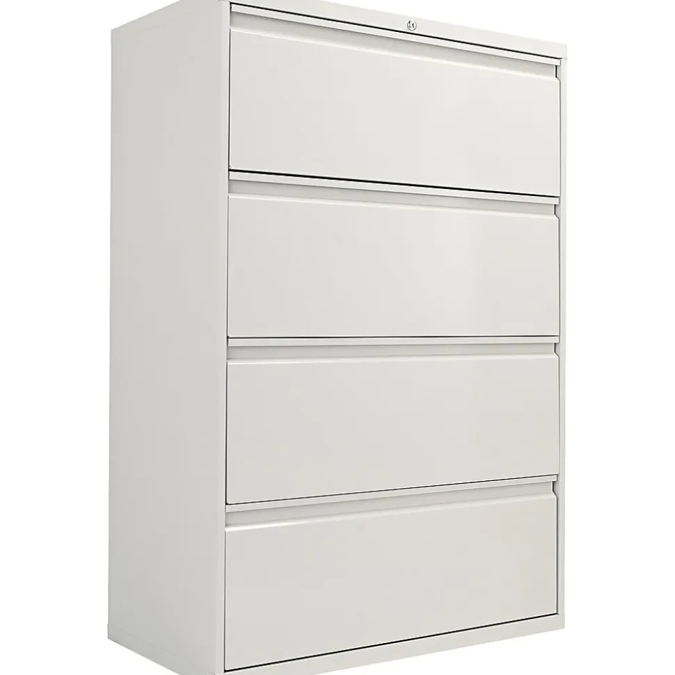 Alera® Four-Drawer Lateral File Cabinet, 36w x 18d x 52 1/2h, Light Gray (ALELF3654LG)