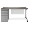 Alera Modern Teacher Series 60"W Pedestal Desk, Charcoal Woodgrain/Gray (MSD6024CH)