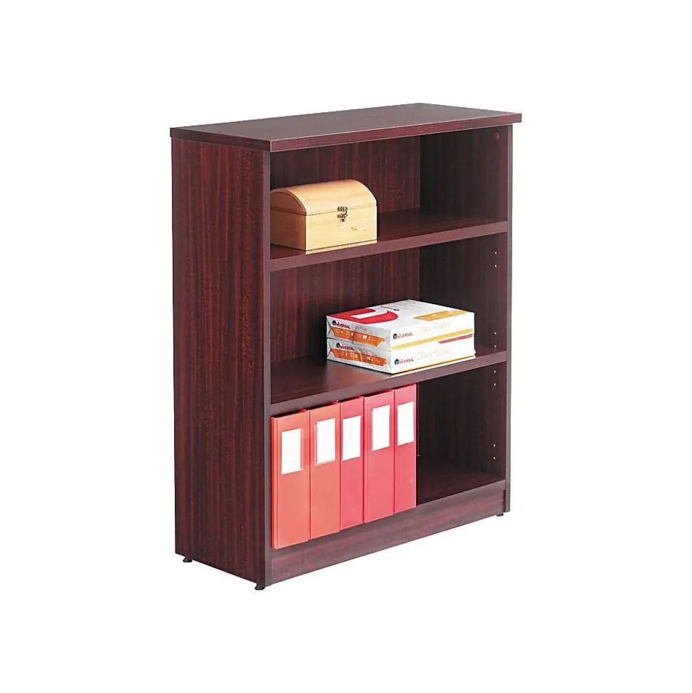 Alera Valencia Series 3-Shelf 48"H Bookcase Storage System, Mahogany (VA634432MY)