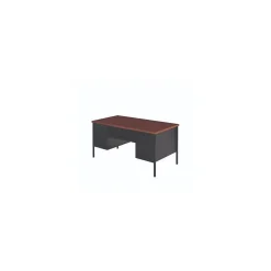 Alera 60"W Double Pedestal Desk, Mocha/Black (ALEHSD6030BM)