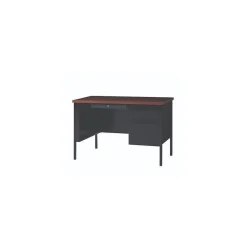 Alera 45"W Single Pedestal Desk, Mocha/Black (ALEHSD4524BM)
