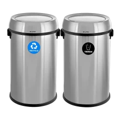Alpine Dual-Stream Trash/Recycling Station, 34-Gallon, Stainless Steel (ALP470-65L-1-R-T)