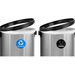 Alpine Dual-Stream Trash/Recycling Station, 34-Gallon, Stainless Steel (ALP470-65L-1-R-T)