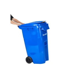 Alpine Industries 500 Series Plastic Outdoor Trash Can, 64 Gallon, Blue (ALP500-64-BLU)