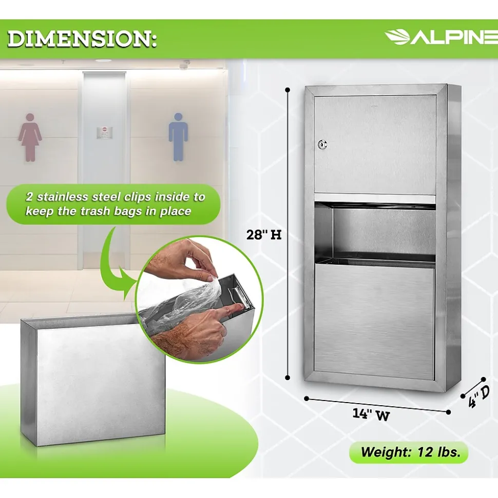Alpine Industries Centerpull Paper Towel Dispenser, Stainless Steel (494)
