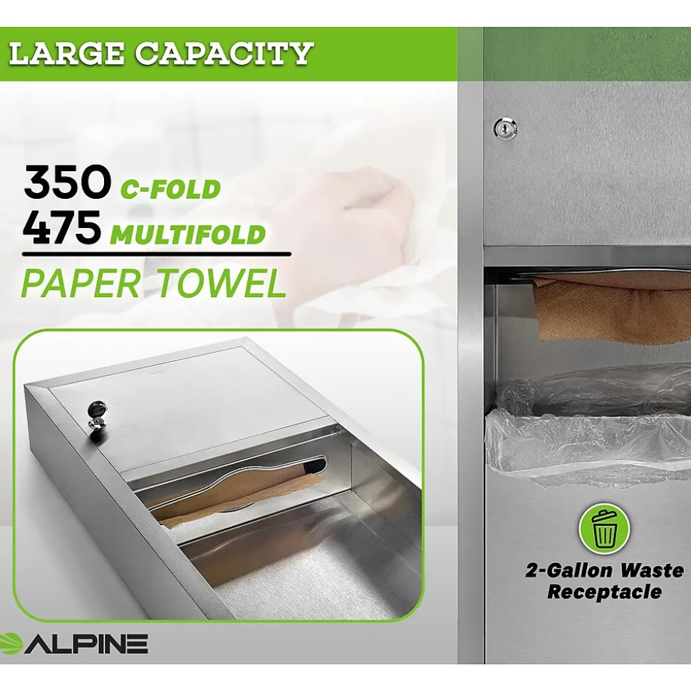 Alpine Industries Centerpull Paper Towel Dispenser, Stainless Steel (494)