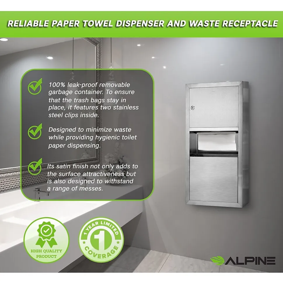Alpine Industries Centerpull Paper Towel Dispenser, Stainless Steel (494)