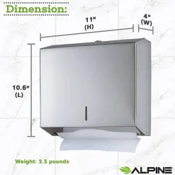 Alpine Industries Centerpull Paper Towel Dispenser, Stainless Steel, 2/Pack (481-2PK)