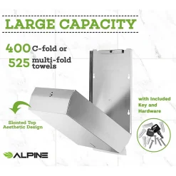 Alpine Industries Centerpull Paper Towel Dispenser, Stainless Steel, 2/Pack (480-2PK)