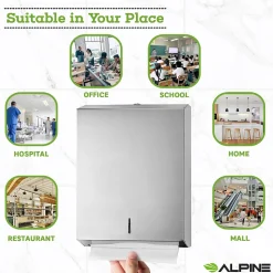 Alpine Industries Centerpull Paper Towel Dispenser, Stainless Steel, 2/Pack (480-2PK)