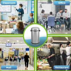 Alpine Industries Commercial Trash Can with Swing Lid, Stainless Steel, 17 Gallon (470-65L-1)