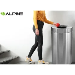 Alpine Industries Commercial Indoor Trash Can, 50 Gallon, Stainless Steel (475-50)