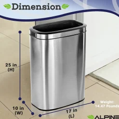 Alpine Industries Commercial Indoor Dual-Stream Recycling Station, 10.5 Gallon, Stainless Steel (ALP470-40L-R-T)