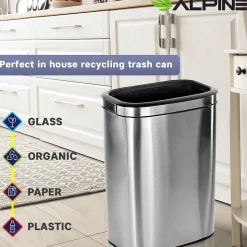 Alpine Industries Commercial Indoor Dual-Stream Recycling Station, 10.5 Gallon, Stainless Steel (ALP470-40L-R-T)