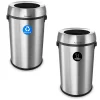 Alpine Industries Commercial Indoor Dual-Stream Recycling/Trash Station, 17-Gallon Each, Stainless Steel (ALP470-65L-R-T)