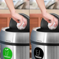 Alpine Industries Dual-Stream Trash/Compost Station, 34-Gallon, Stainless Steel (ALP470-65L-1-CO-T)