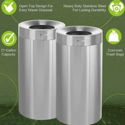 Alpine Industries Dual-Stream Compost/Trash Recycling Station, 54-Gallon, Stainless Steel (ALP475-27-CO-T)