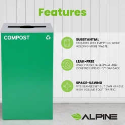 Alpine Industries 29-Gallon Indoor Compost Bin, Green (ALP4450-KIT-GRN-M-COM)
