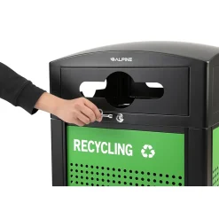 Alpine Industries GS Series Steel Trash Can & Recycling Bin Combo, 40 Gallon, Green (ALP471-40-GS-M)